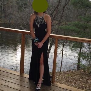 Black Beaded Prom Dress
